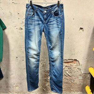 Miss Me Nicole 5 Pocket Low Rise Embroidered Stitch Skinny Jeans Y2K 00s Size 28